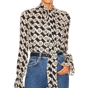 Diane Von Furstenberg Tina Top In Paisley Chainlink And Black Size 6 NwT